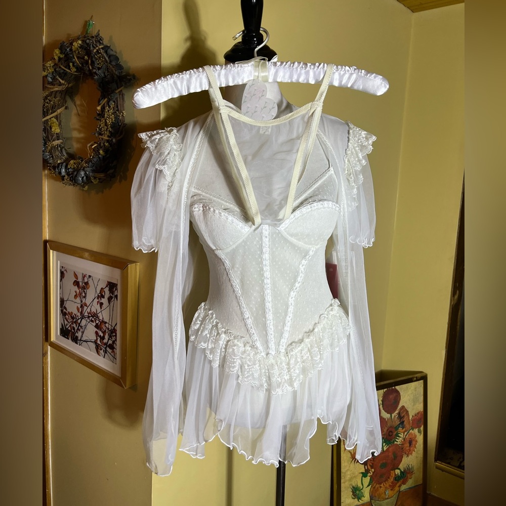 Vintage 80s CINEMA ETOILE size Medium Seductive Wear BabyDoll Bridal Sexy NEW - Picture 4 of 16